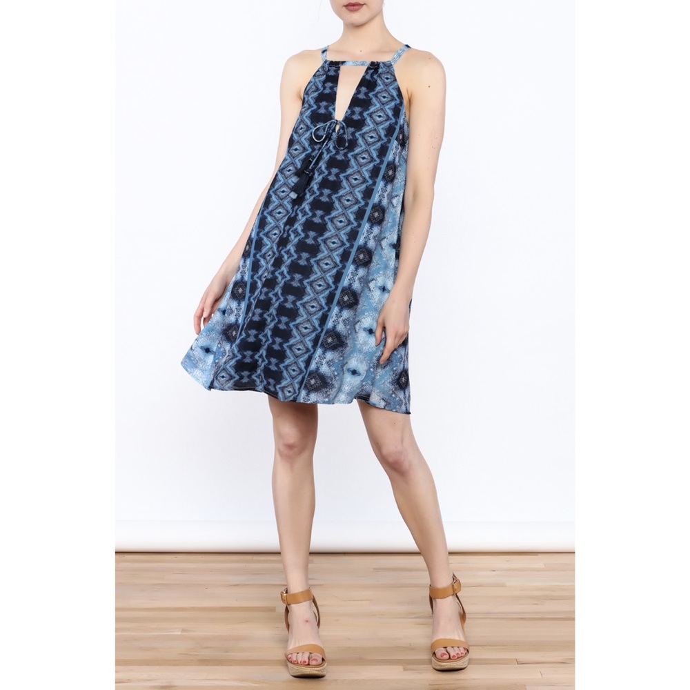 Paper Crane Blue Boho Sleeveless Dress